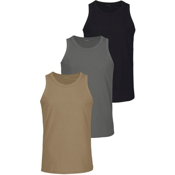 H.I.S Tanktop, Unterziehshirt, Unterhemd für Herren (3er-Pack) unifarben, Rundhalsausschnitt, aus Baumwolle