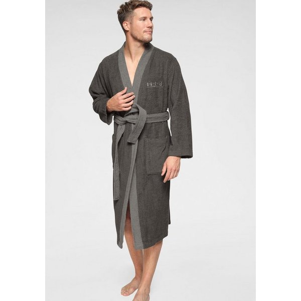 H.I.S Unisex-Bademantel Hannes, ideal für Sauna & Spa, Hotelbademantel, Morgenmantel, Langform, Walkfrottee, Kimono-Kragen, Gürtel, für Damen & Herren, lang, mi