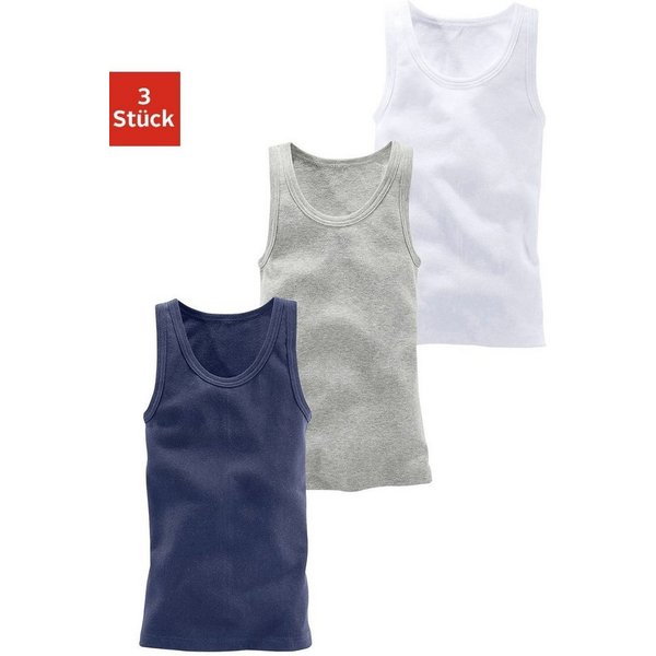 H.I.S Unterhemd (Packung, 3-St) Tanktop, unifarben und meliert, tiefer Rundhalsausschnitt