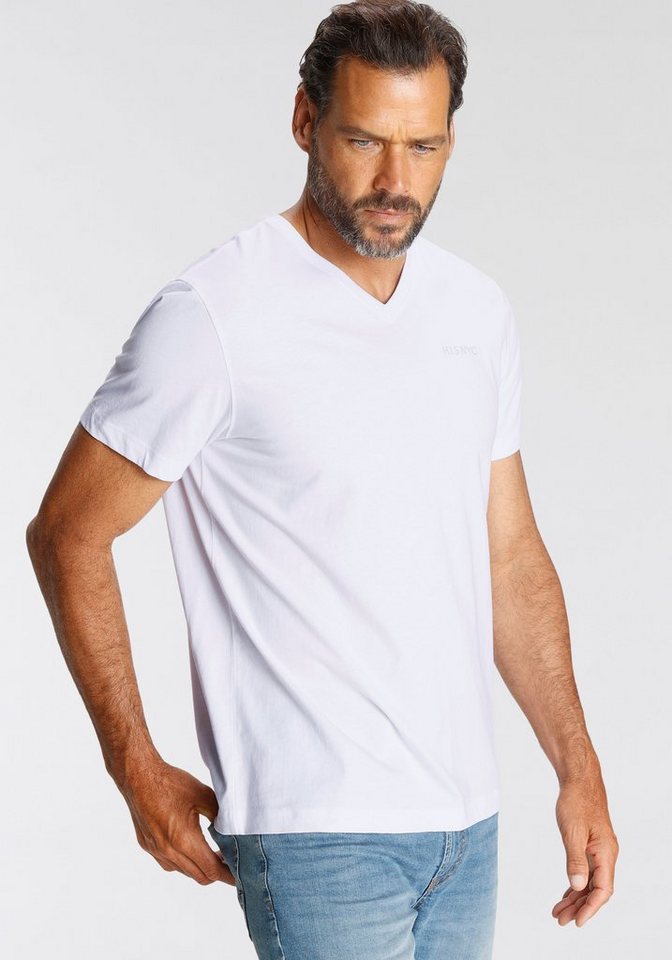 H.I.S V-Shirt (3-er Pack) Kurzarm, Slim Fit, aus Baumwolle – Bild 2 von 5