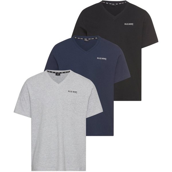 H.I.S V-Shirt (3-er Pack) Kurzarm, Slim Fit, aus Baumwolle