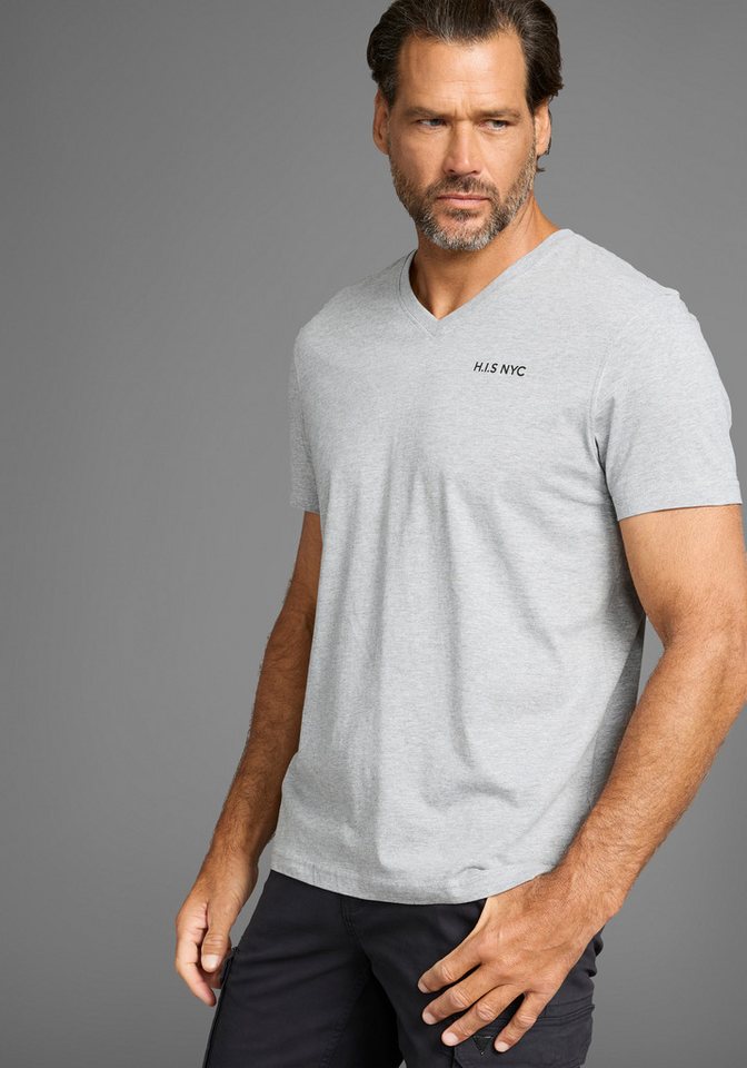 H.I.S V-Shirt (3-er Pack) Kurzarm, Slim Fit, aus Baumwolle – Bild 4 von 5