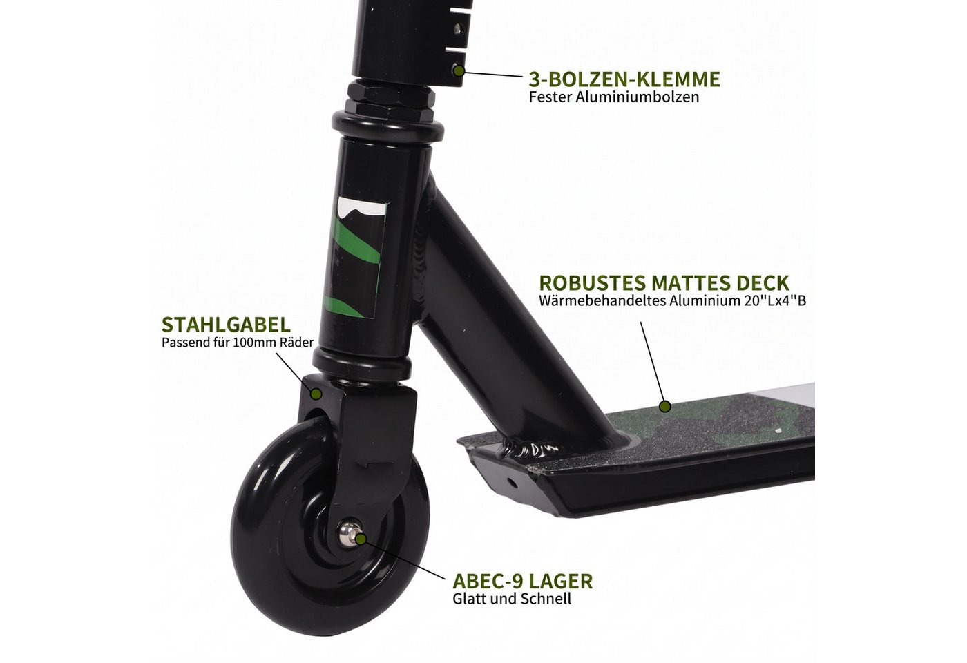 H.yeed Stuntscooter 360° Lenkung, Freestyle Stunt Scooter mit ABEC-9 Kugellager, für Jungen, Mädchen, Jugendliche ab 6 Jahren – Bild 4 von 5