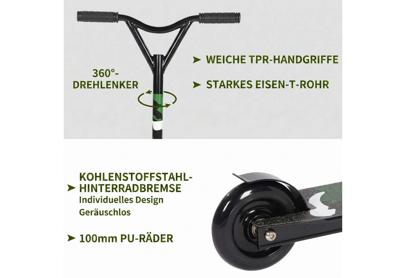 H.yeed Stuntscooter 360° Lenkung, Freestyle Stunt Scooter mit ABEC-9 Kugellager, für Jungen, Mädchen, Jugendliche ab 6 Jahren – Bild 5 von 5