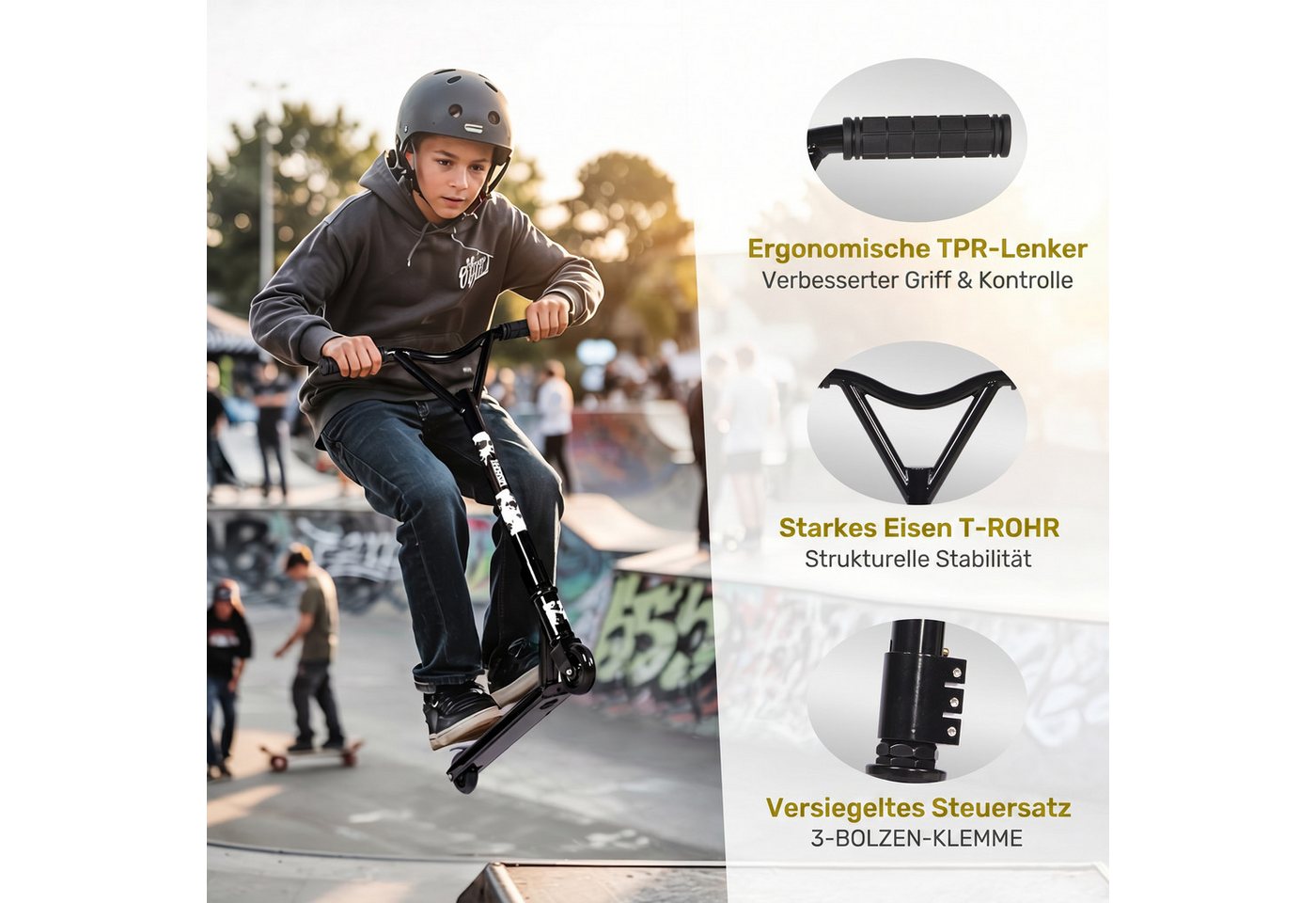 H.yeed Stuntscooter 360° Lenkung, Freestyle Stunt Scooter mit ABEC-9 Kugellager, für Jungen, Mädchen, Jugendliche ab 6 Jahren – Bild 2 von 5