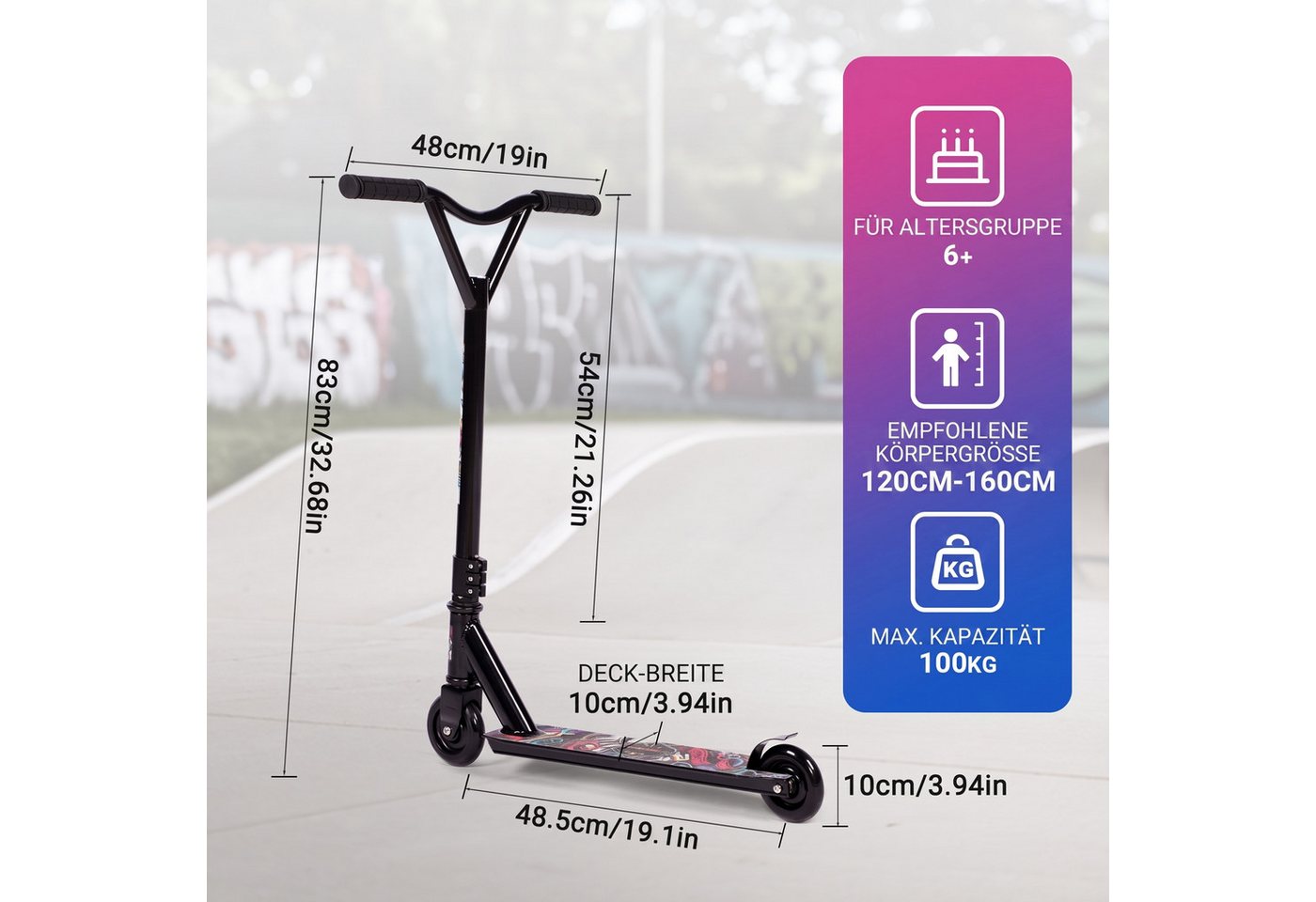H.yeed Stuntscooter 360° Lenkung, Freestyle Stunt Scooter mit ABEC-9 Kugellager, für Jungen, Mädchen, Jugendliche ab 6 Jahren – Bild 3 von 5