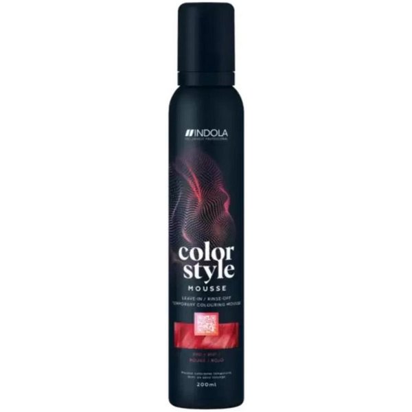 Indola Haarfestiger INDOLA Color Style Mouse Farb-Schaumfestiger Rot 200 ml, Packung, das Mousse bietet Glanz, Pflege und flexible Farbveränderung