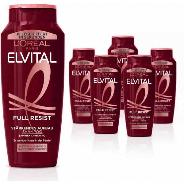 L'ORÉAL PARIS Haarshampoo L'Oréal Paris Elvital Full Resist Shampoo, Packung, 6-tlg., Reduziert Haarverlust durch Haarbruch und stärkt das Haar.