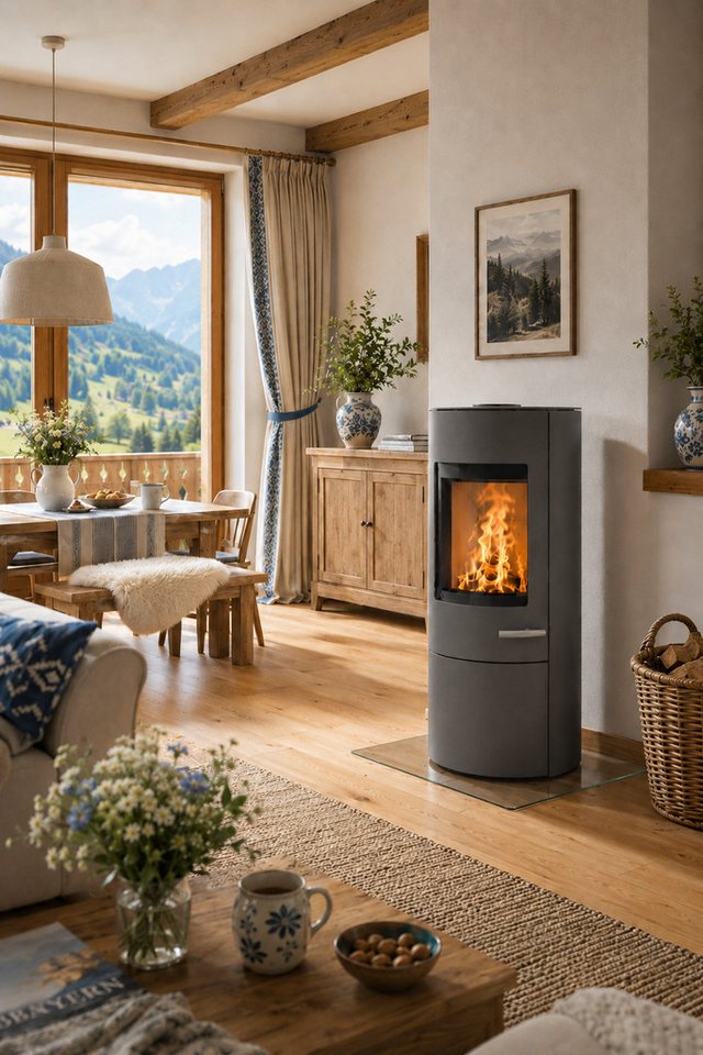 Haas + Sohn Kaminofen SOLIDO MOONLIGHT, Exklusiv, Lieferung bis ins Wohnzimmer, 6,4 kW, Zeitbrand, NEU in der Farbe Moonlight grau – Bild 5 von 5