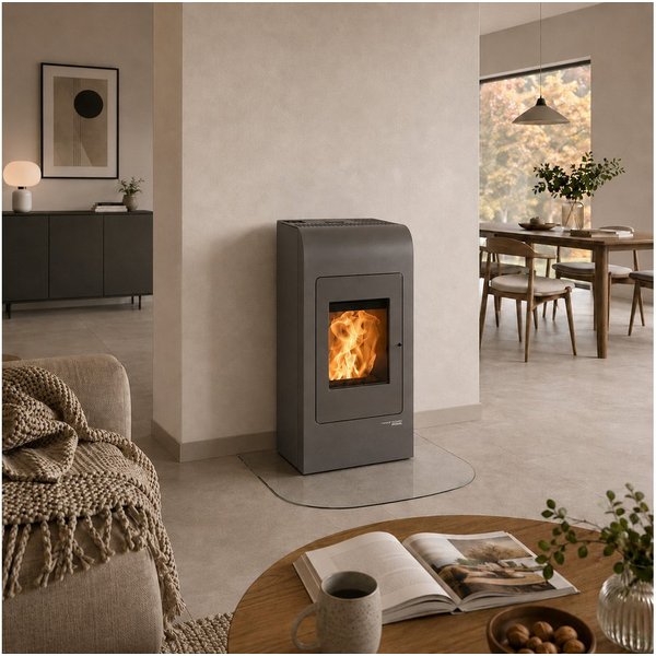 Haas + Sohn Pelletofen HSP 2 MOONLIGHT, Exklusiv, Lieferung bis ins Wohnzimmer, 8,6 kW, Zeitbrand, NEU in der Farbe Moonlight grau
