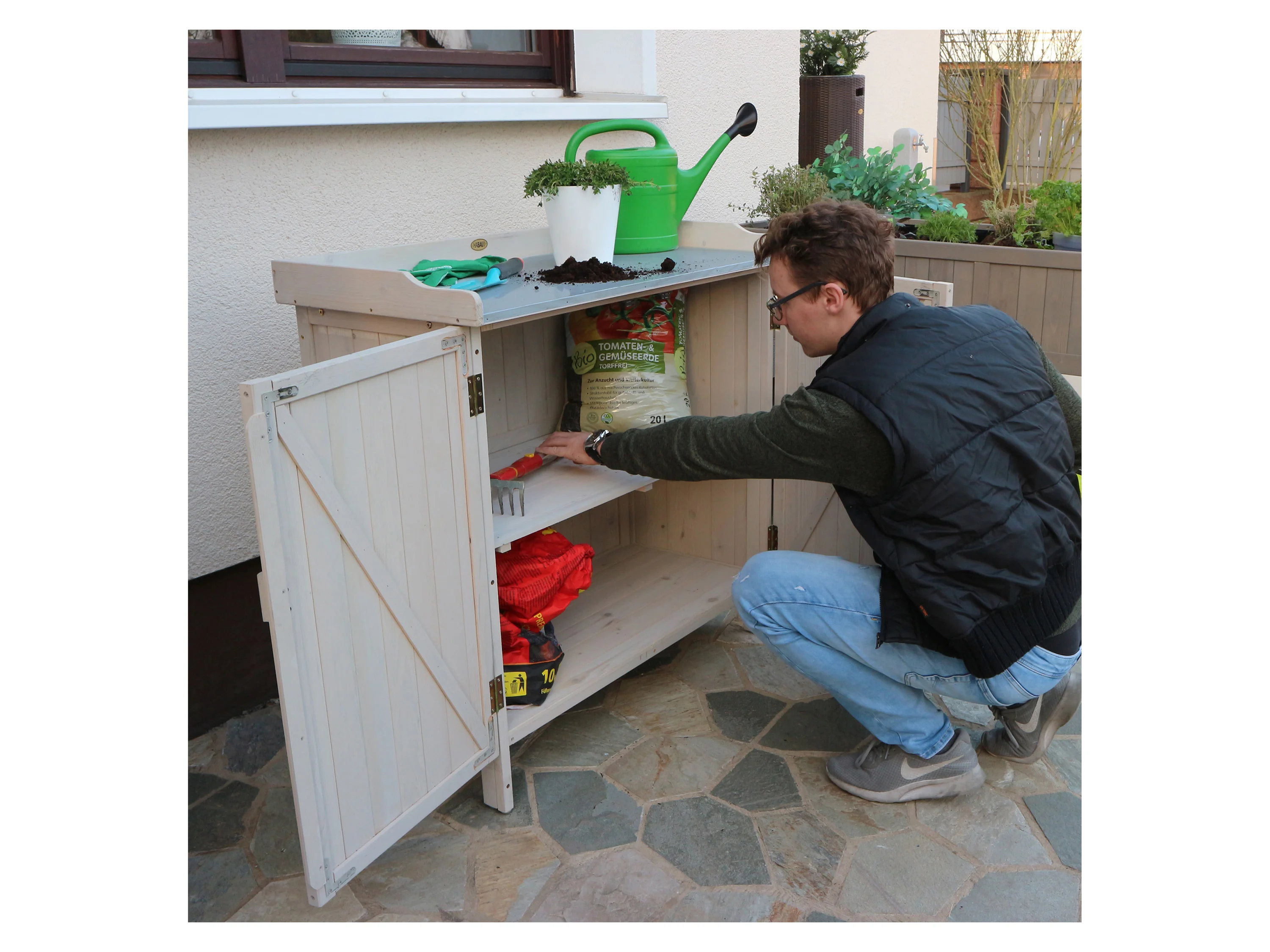 HABAU Gartentisch mit Unterschrank (Grau) – Bild 2 von 4