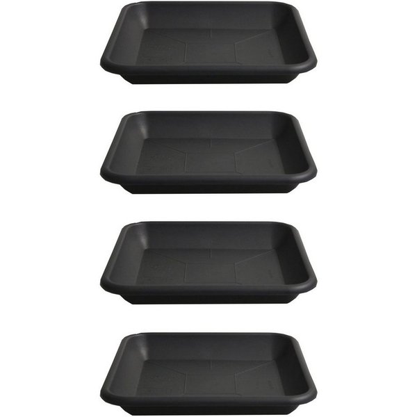 HAC24 Blumentopfuntersetzer Pflanztopf Blumentopf Untersetzer Blumenkübel Schale Pflanzschale, Set, 4-tlg., Eckig Anthrazit Kunststoff