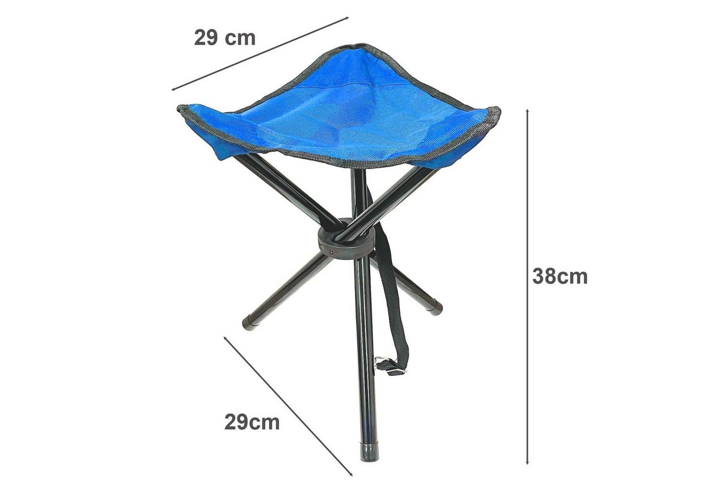 HAC24 Campinghocker Camping Hocker Falthocker Angelhocker Campingstuhl Dreibeinhocker, bis 80 kg inkl. Tragegurt und Klettverschluss – Bild 4 von 5