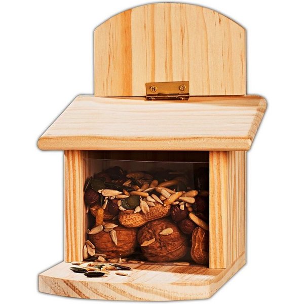 HAC24 Eichhörnchenkobel Eichhörnchen Futterhaus Futterstation Futterspender Futterhäuschen, Holz 29 x 12 x 25 cm