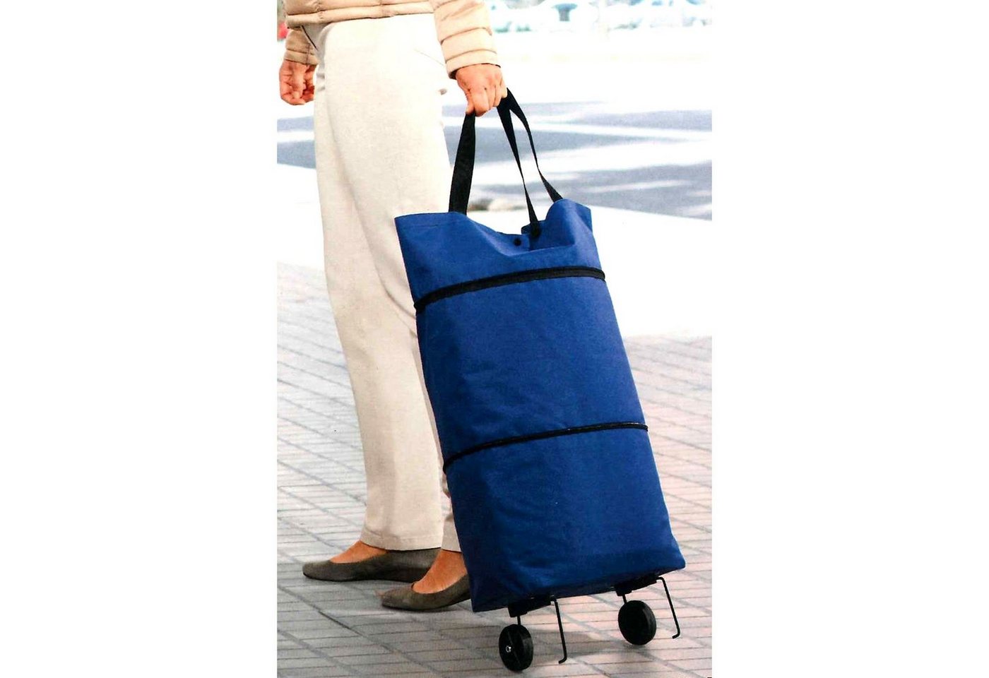 HAC24 Einkaufstrolley 2x 2in1 Einkaufstasche und Einkaufsroller Trolley Tragetasche, 26 l, Blau mit Einklappbare Räder mit Standfüße – Bild 3 von 5