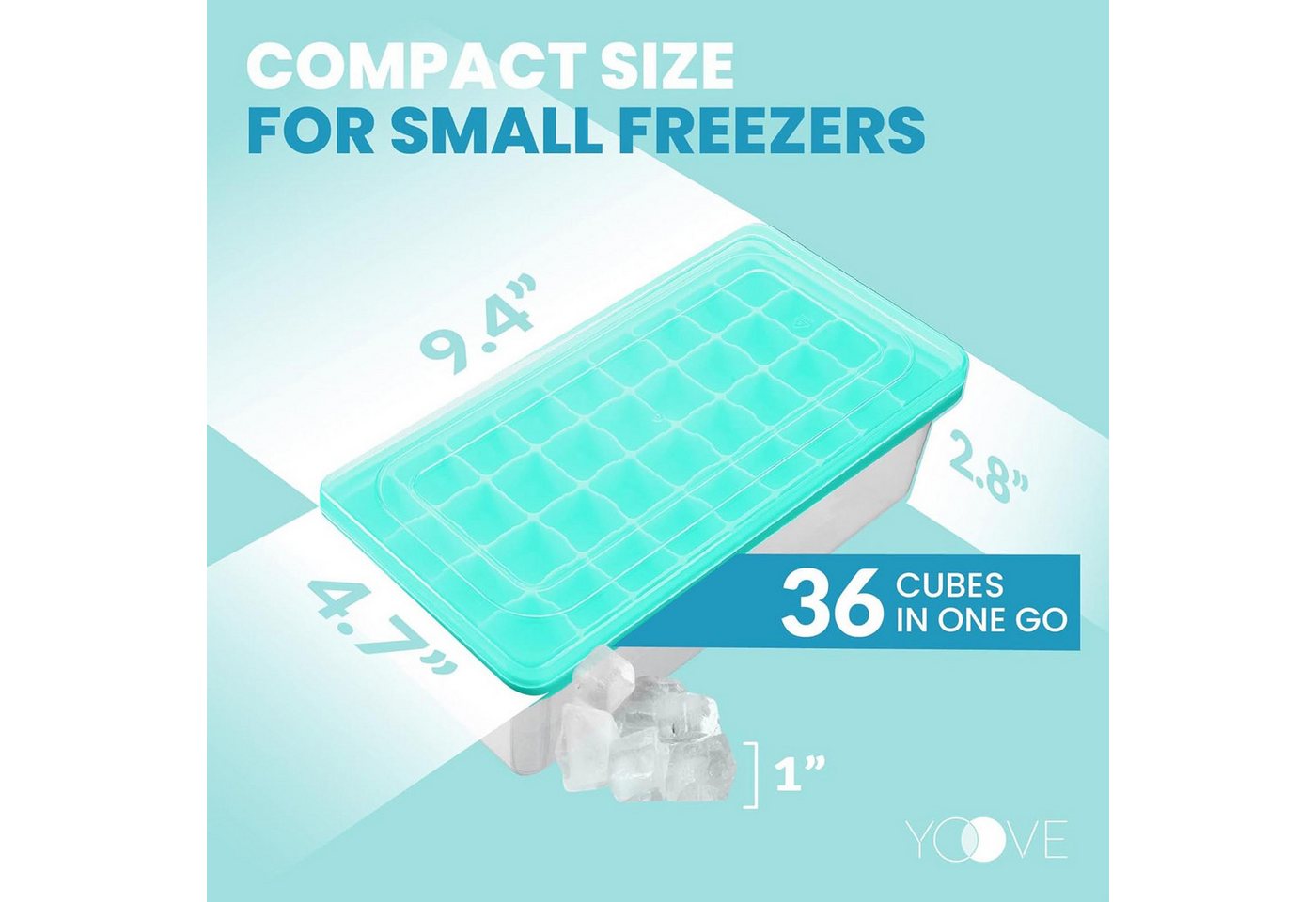 HAC24 Eiswürfelform Silikon Eiswürfelform Eiswürfelbehälter Eiswürfelbereiter, mit Deckel Behälter Schaufel für 36 Eiswürfel – Bild 4 von 5