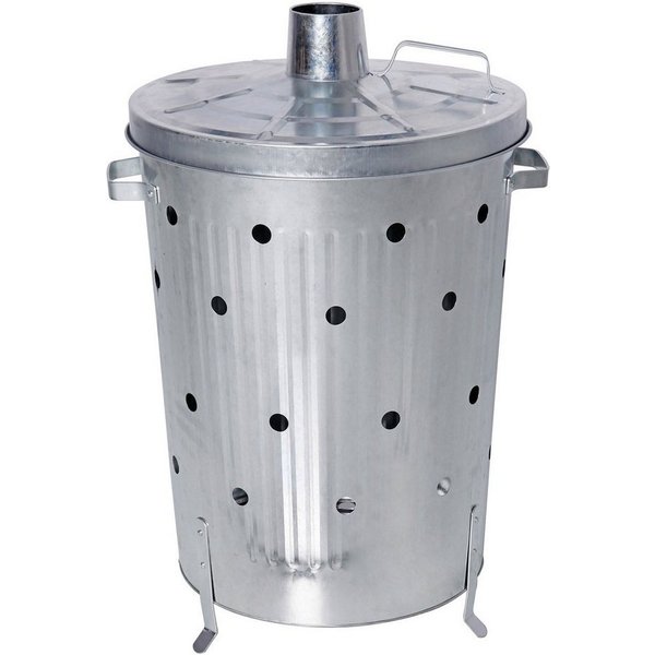 HAC24 Feuerkorb Verbrennungstonne Gartenabfall Verbrenner Brenntonne Feuertonne, (1-St), 75l Metall Verzinkt mit Deckel