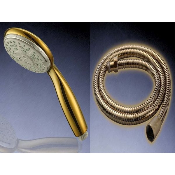 HAC24 Handbrause Duschkopf mit flexiblen Duschschlauch 1,5m Duschbrause Schlauch, (Set, 2-tlg), Gold