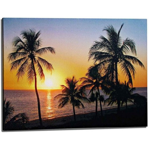 HAC24 LED-Bild LED Leinwand Strand Beleuchtet Wandbild Leuchtbild Leucht Strandbild, Sonnuntergang (1 St), 30x40 cm, Batteriebetrieben