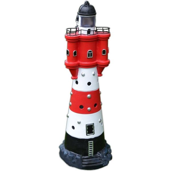 HAC24 LED Solarleuchte XL Solar Leuchtturm Rot Weiß Solarbeleuchtung Gartendekoration, LED fest integriert, 50 cm