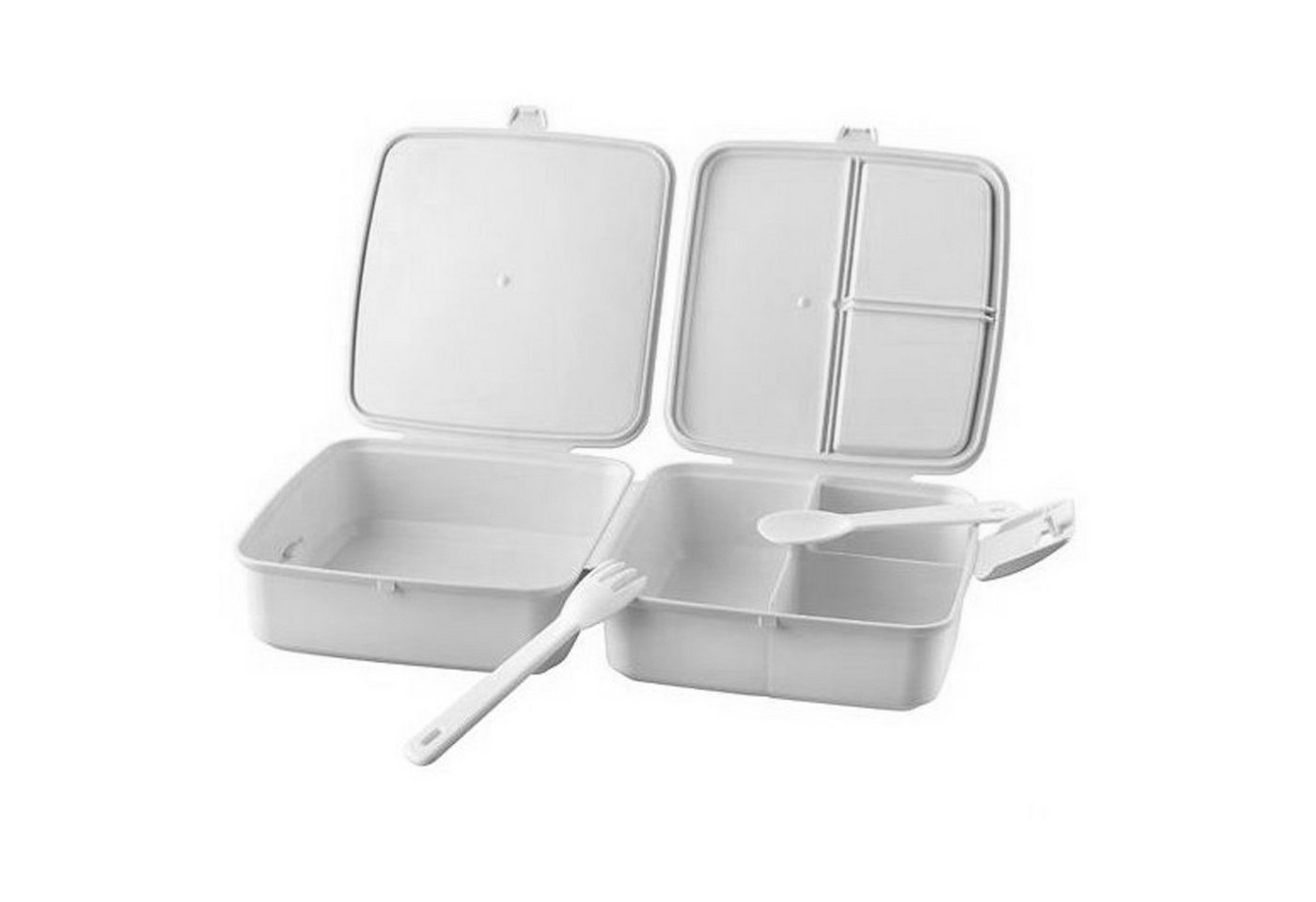 HAC24 Lunchbox Brot- und Lunchbox mit 4 Fächern Vesperdose Brotdose Vorratsbox, Kunststoff, 1400ml, Inkl. Gabel & Löffel – Bild 2 von 3