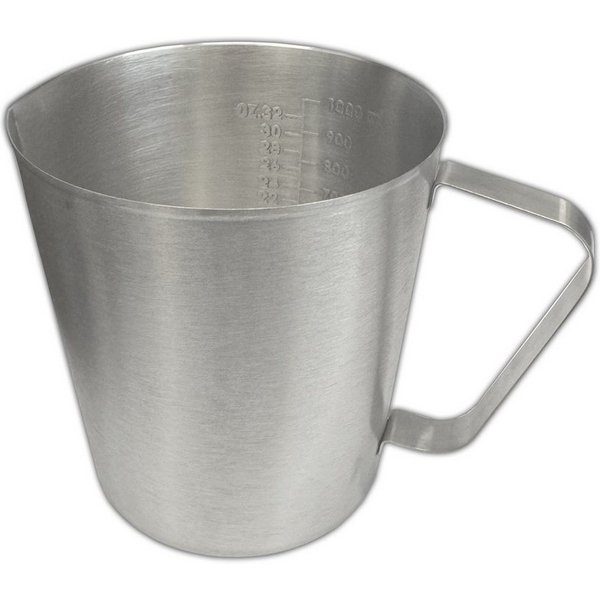 HAC24 Messbecher Messbehälter Maßbecher Meßkanne Milchkännchen, Edelstahl, (1-St), 1 Liter Messskala mit Griff