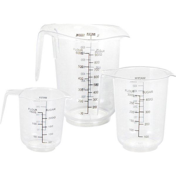 HAC24 Messbecher Messbehälter Set Maßbecher mit Messskala Messbecher Messkanne, (Set, 3-St), 250/500/1000 ml Fassungsvolumen