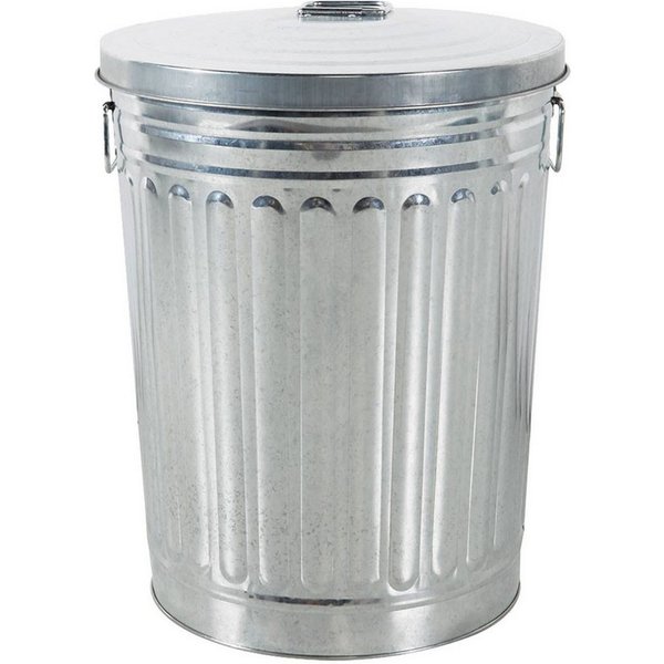 HAC24 Mülleimer Zink Abfalleimer Silber Garten Tonne Mülltonne Zinktonne Abfalltonne, mit Deckel 58 Liter und Tragegriffe