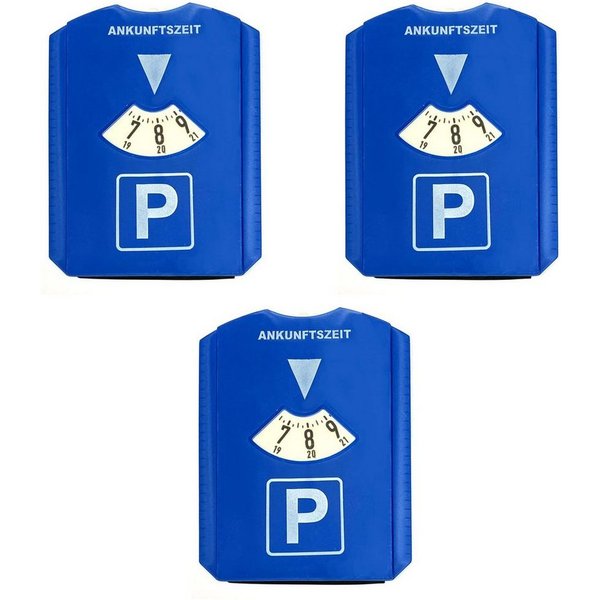 HAC24 Parkscheibe 3x Parkscheibe mit Eiskratzer und Gummilippe Kunststoff Auto Parkuhr, 15,5x12 cm Blau