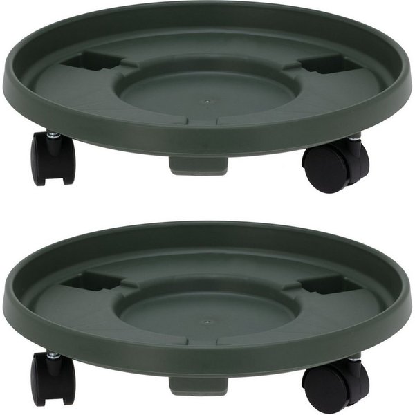HAC24 Pflanzenroller Blumentopf Rollbrett Pflanzenroller Rund Ø 33 cm Blumenroller, (2-St), mit 3 Rollen, Tragkraft 50 kg, Dunkelgrün