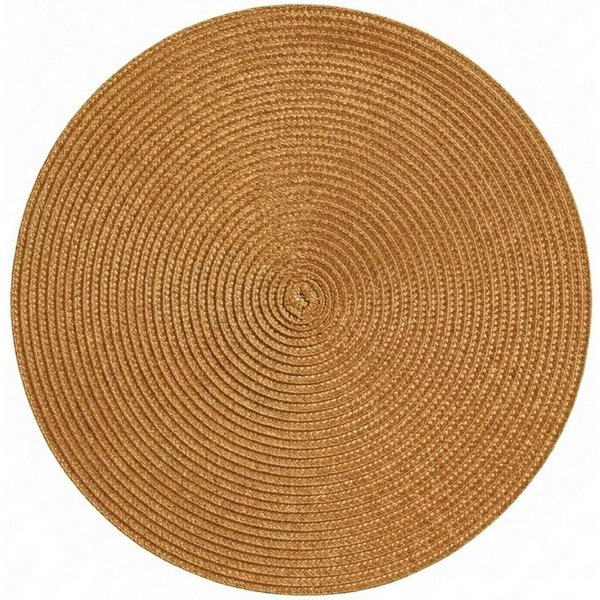 HAC24 Platzset Platzmatte Abwaschbar Tischset Platzdeckchen Tisch Untersetzer, (1-St), Rund, Ø 38 cm, Bast-Optik