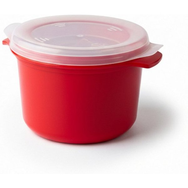 HAC24 Reiskocher Mikrowellen Ries Dampfgarer Mikrowellenkocher, Rot 1 Liter Überkochschutz und Ventil