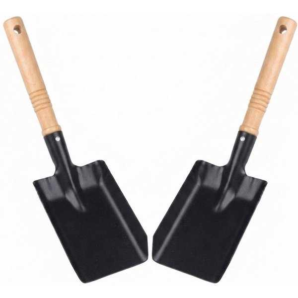 HAC24 Schaufel Grill-Kohleschaufel Ascheschaufel Glutschaufel Metallschaufel, (2 St), 37 cm mit Holzgriff aus Stahlblech