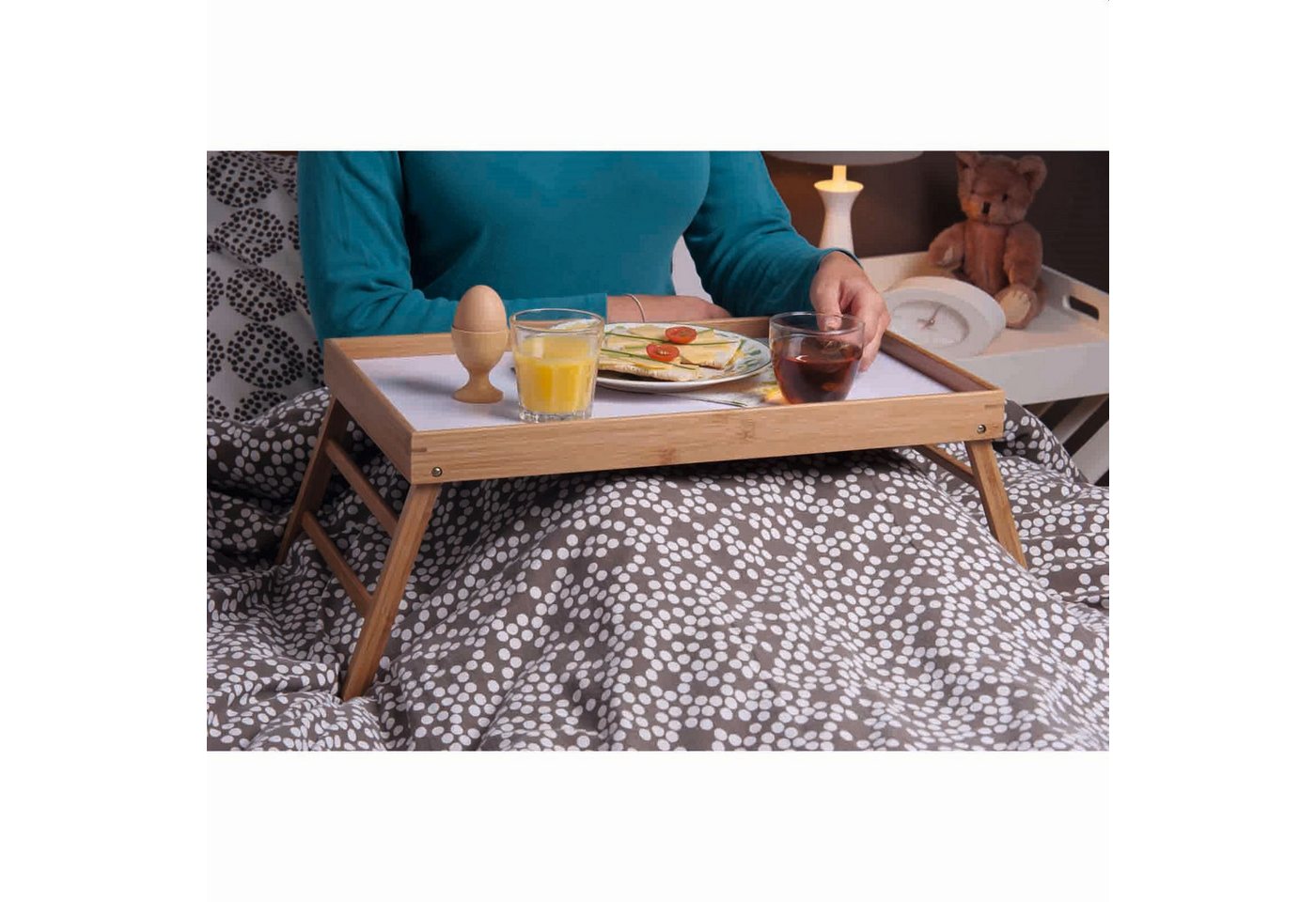 HAC24 Tabletttisch Betttablett Serviertablett fürs Frühstücks Frühstückstablett (1-St), Mit Klappbaren Beinen, 50 x 30 x 22 cm – Bild 2 von 4