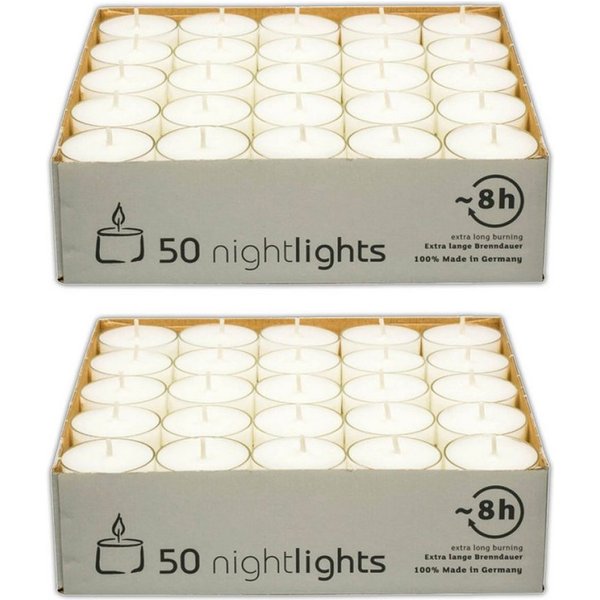 HAC24 Teelicht Teelichter weiß Kerze Windlicht Teelicht Paraffin (100-tlg), 8 Stunden Brenndauer, ohne Duft