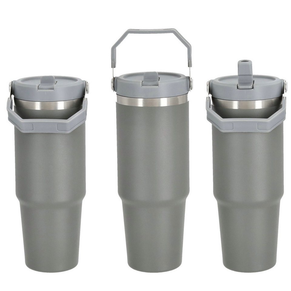 HAC24 Thermoflasche Thermobecher Isolierbecher Thermo Trinkbecher Thermosflasche, aus Edelstahl 0,9l, mit ausklappbaren Strohhalm – Bild 3 von 3