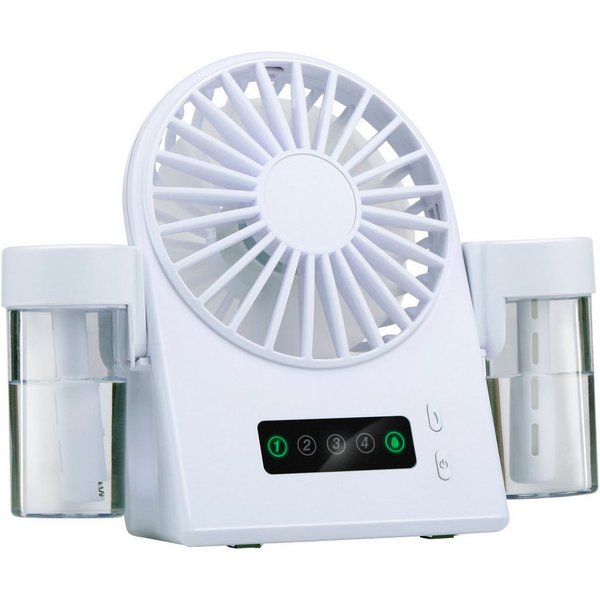 HAC24 Tischventilator Mini Akku Wasser Ventilator Mobiler Tischlüfter, mit Sprühnebel 12 × 15 × 5 cm 4 Stufen USB-C