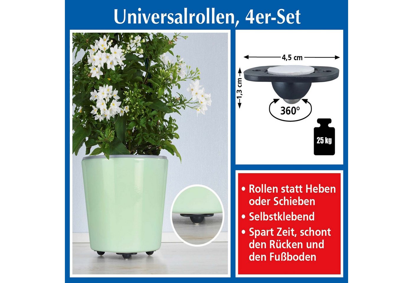 HAC24 Transportroller Möbelrollen Kugelrollen Universal Rollen Transportrollen, (Set, 16-St), Selbstklebend – Bild 3 von 5
