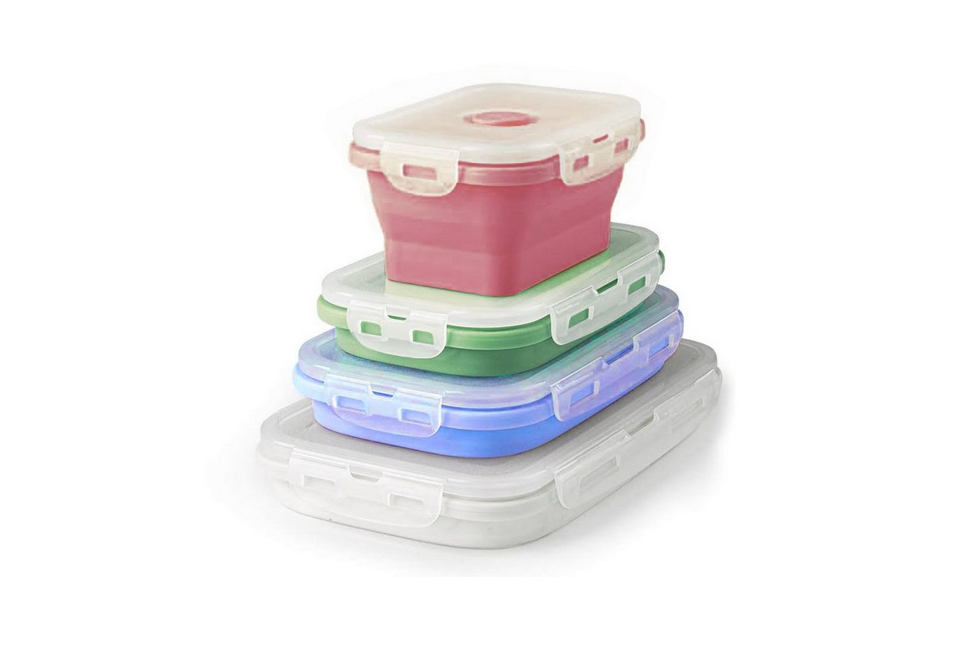 HAC24 Vorratsdose 8er Set Lunchbox Vorratsbehälter Frischhaltedosen, Silikon, faltbar mit Deckel BPA frei – Bild 2 von 4