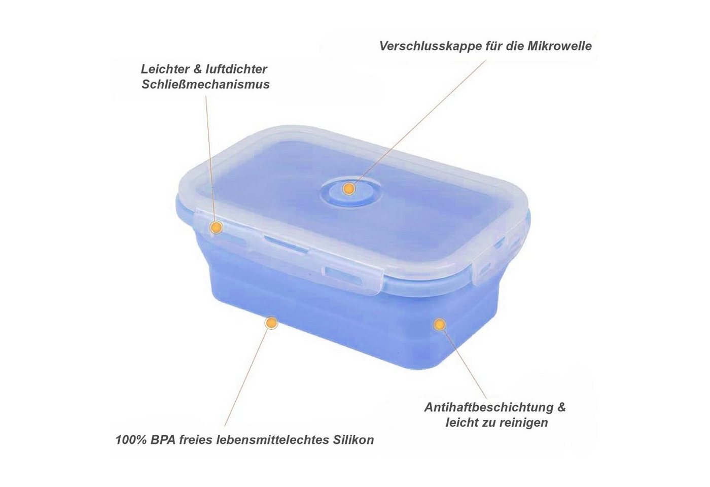 HAC24 Vorratsdose 8er Set Lunchbox Vorratsbehälter Frischhaltedosen, Silikon, faltbar mit Deckel BPA frei – Bild 3 von 4