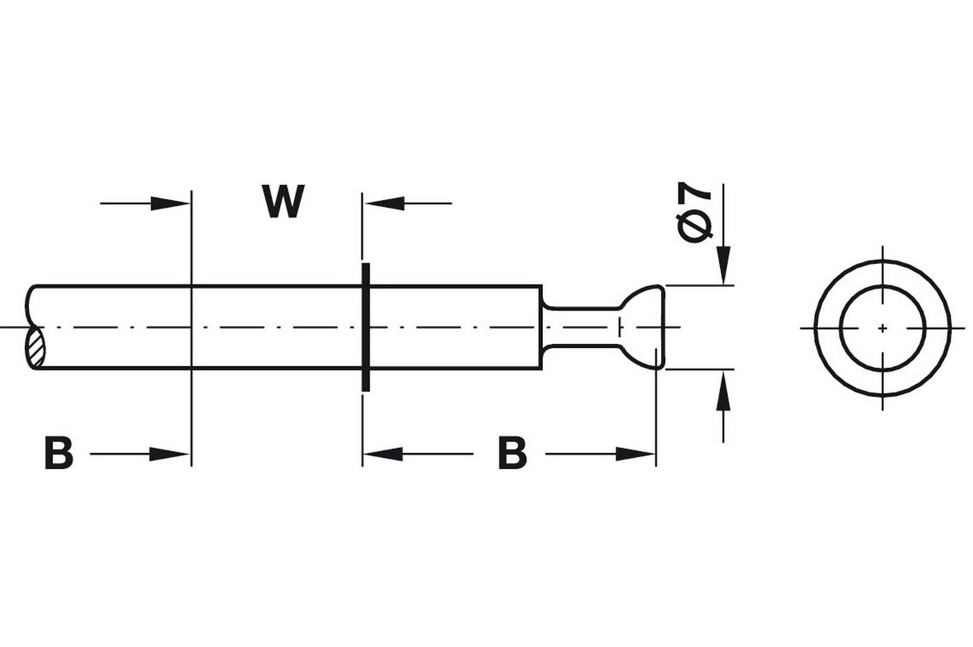 Häfele Dübel-Set Doppelbolzen Minifix Seegerring Bolzenbohrung 8mm Mittelwandverbinder, (10-tlg) – Bild 3 von 3