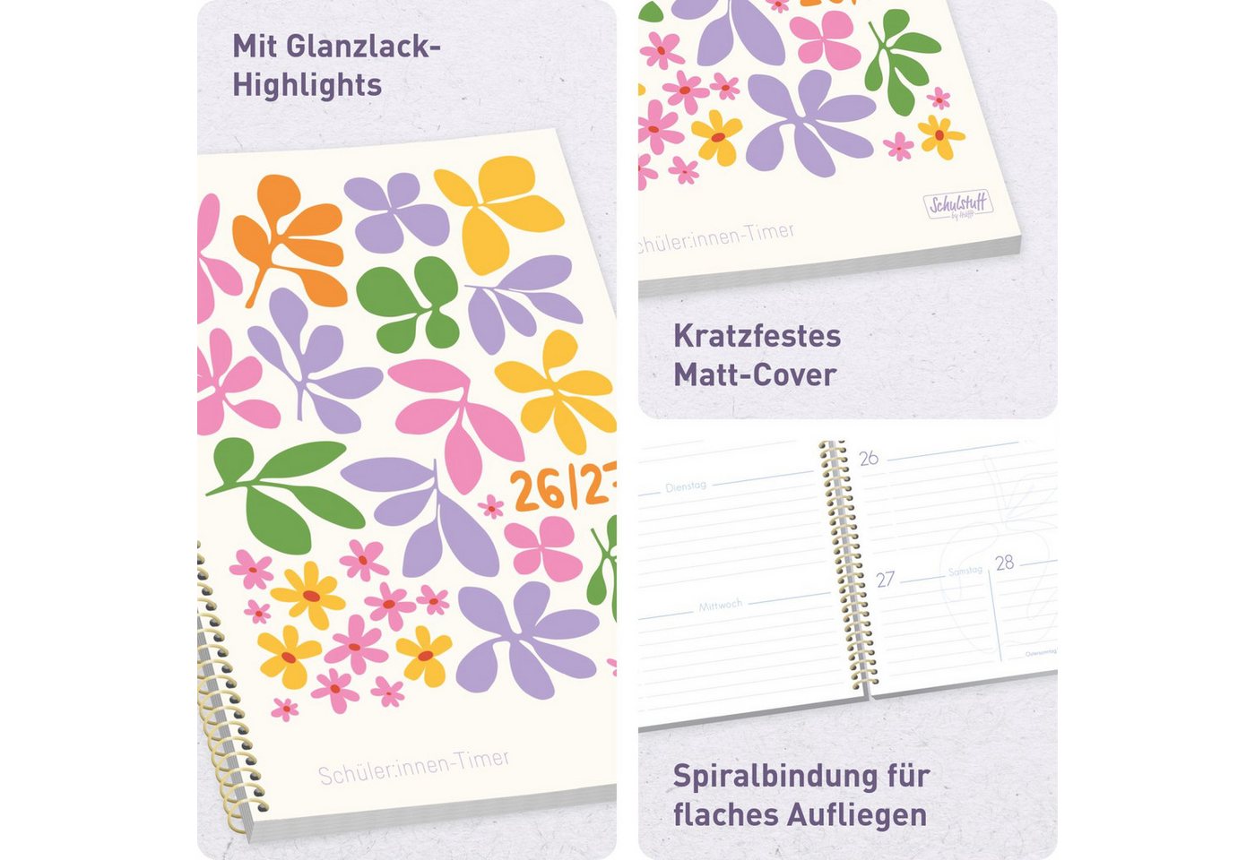 Häfft Schülerkalender Schulstuff Schülertimer mit Spiralbindung 2026/2027 / A5 – Bild 2 von 5