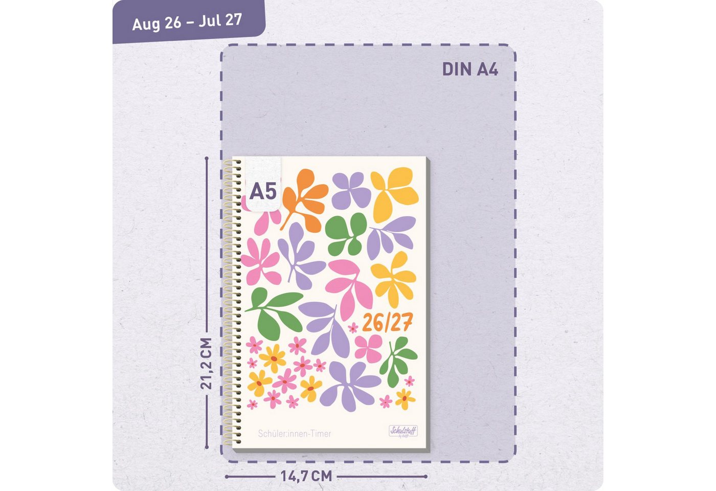 Häfft Schülerkalender Schulstuff Schülertimer mit Spiralbindung 2026/2027 / A5 – Bild 3 von 5