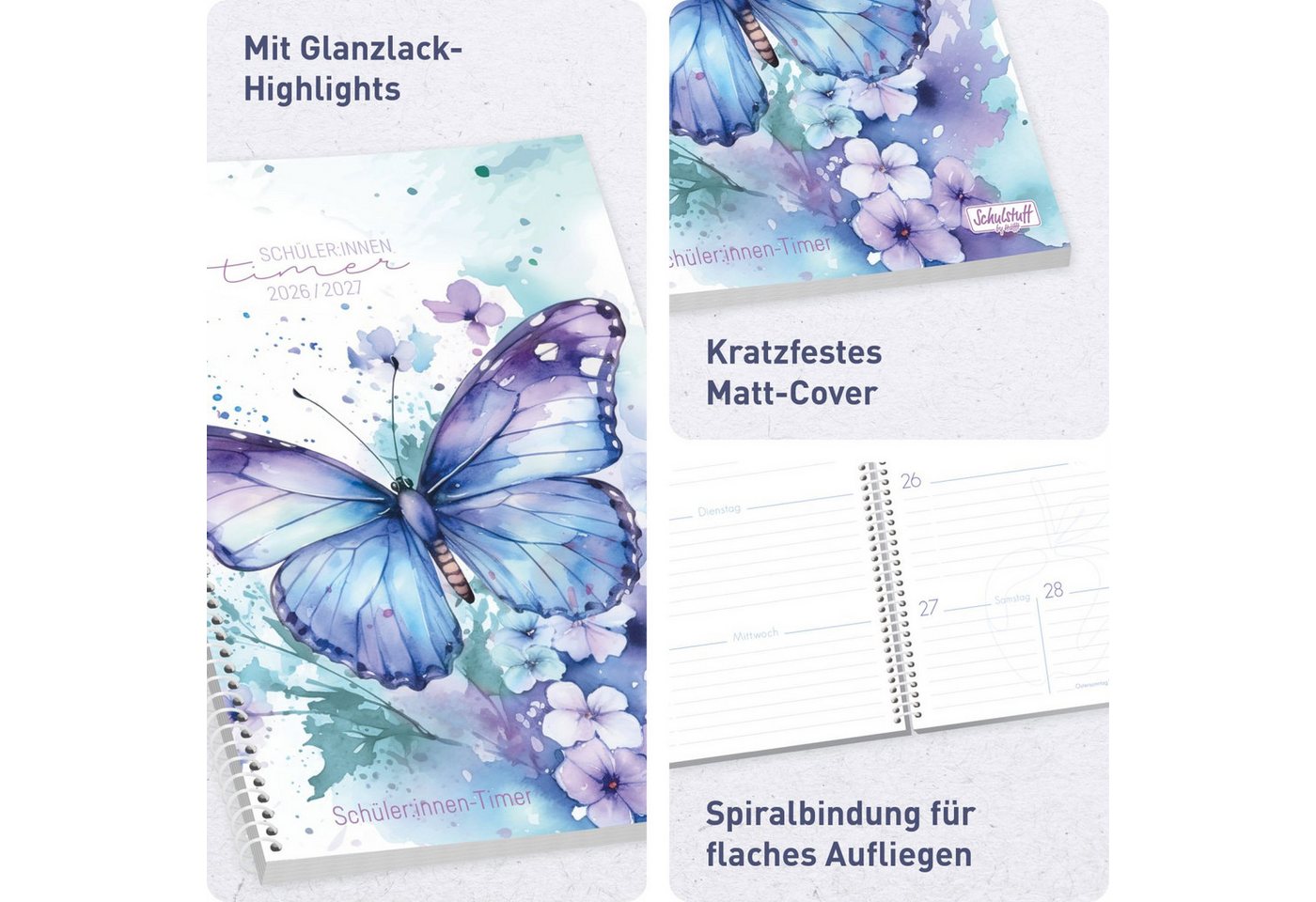 Häfft Schülerkalender Schulstuff Schülertimer mit Spiralbindung 2026/2027 / A5 – Bild 2 von 5