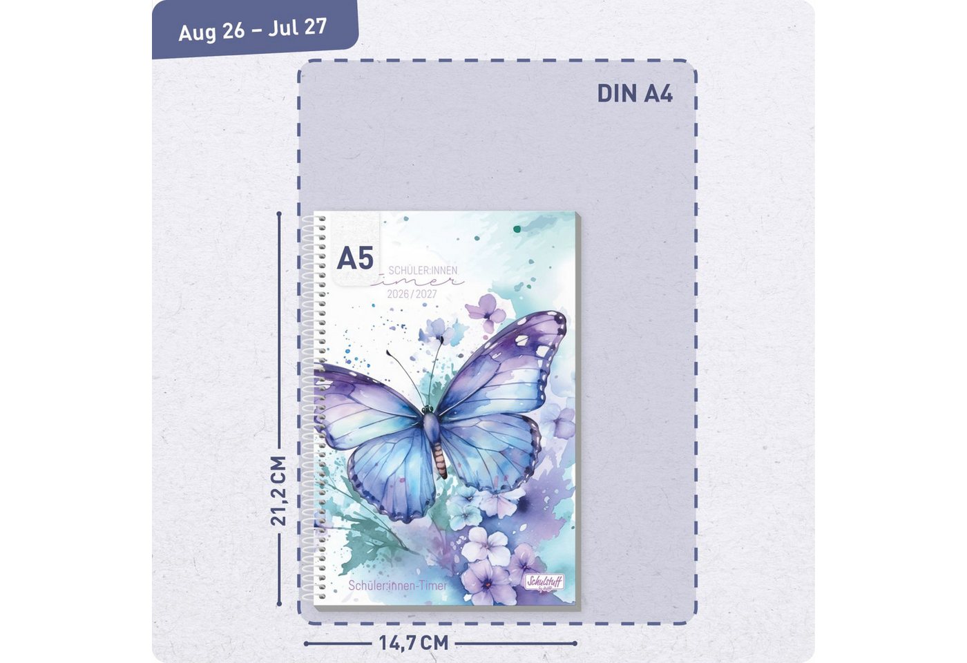 Häfft Schülerkalender Schulstuff Schülertimer mit Spiralbindung 2026/2027 / A5 – Bild 3 von 5