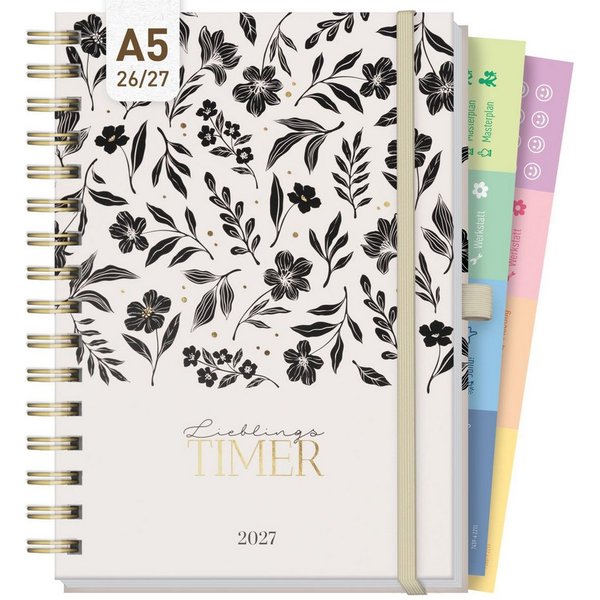 Häfft Terminkalender Lieblings-Timer Deluxe 2026/2027 / 17 Monate / A5, Wire-O-Bindung