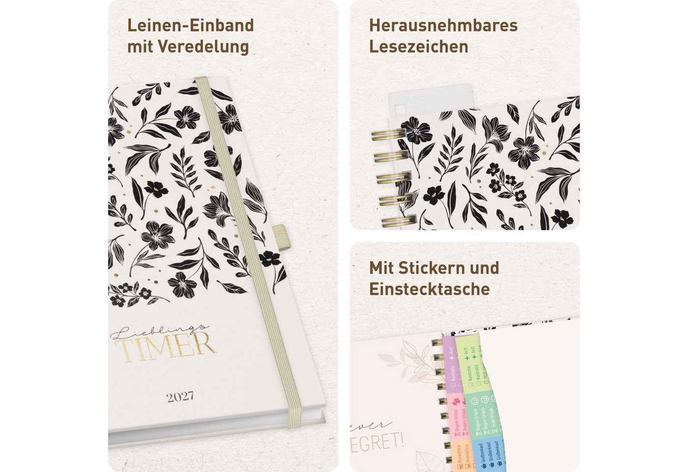 Häfft Terminkalender Lieblings-Timer Deluxe 2026/2027 / 17 Monate / A5, Wire-O-Bindung – Bild 2 von 5