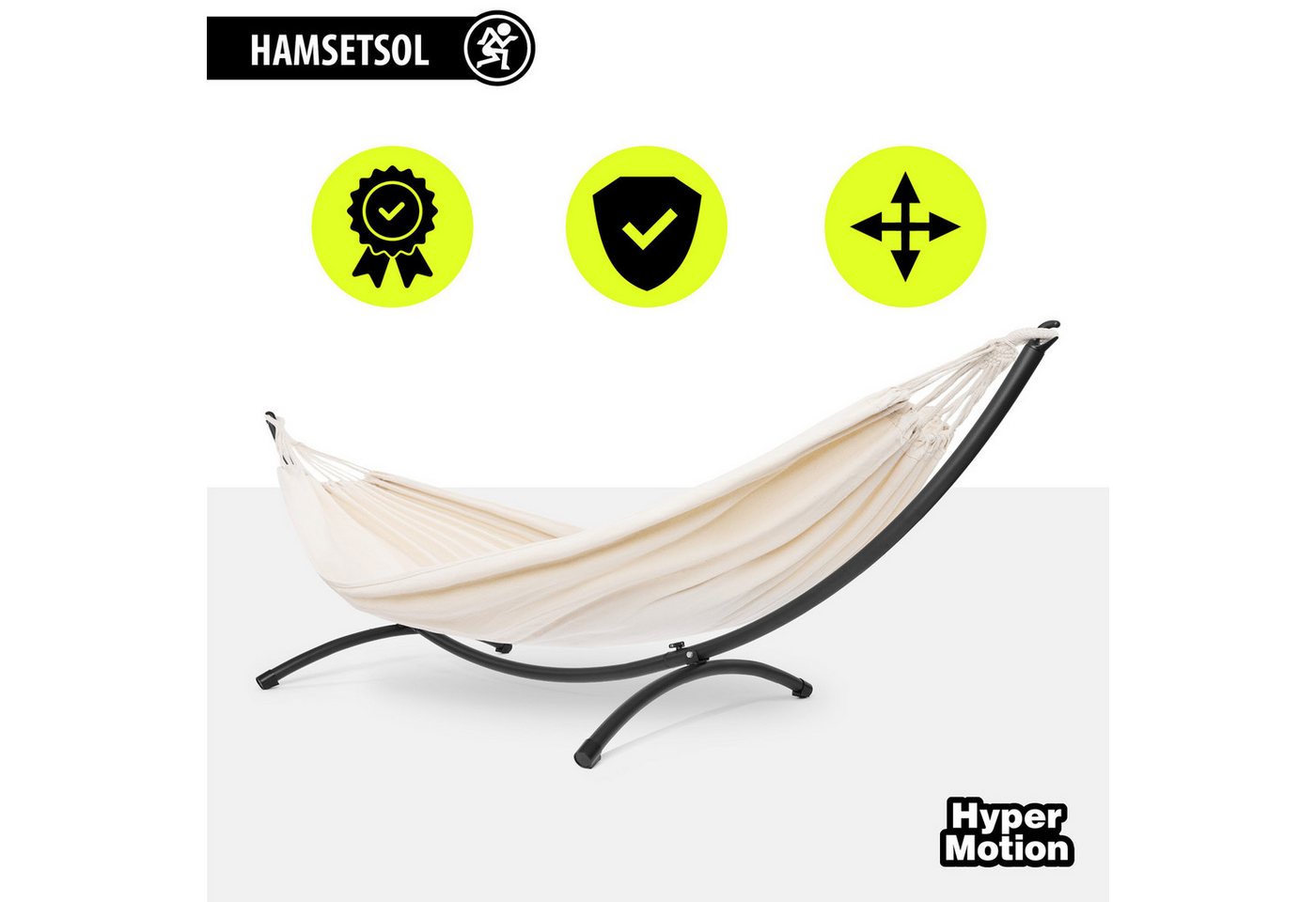 HyperMotion Hängematte HyperMotion Hängematte mit Gestell Boho Beige Set – Bild 2 von 5