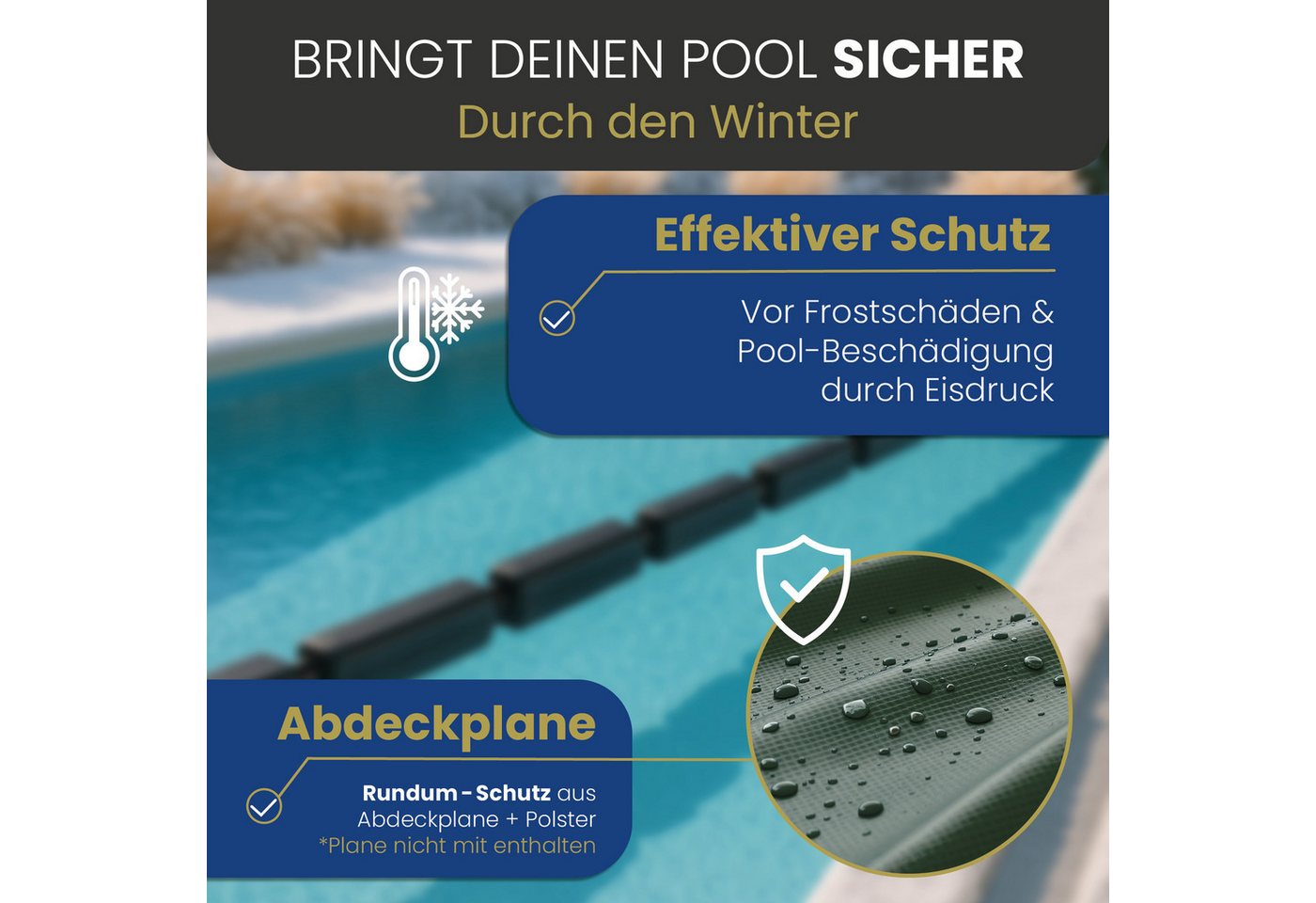 HAF Pool-Abdeckplane Eisdruckpolster Pool Überwinterung Effektiver Schutz vor Frostschäden (Inkl. Haken zur Verbindung der Polster, 12-St., Größe pro Stück: 50  – Bild 2 von 5