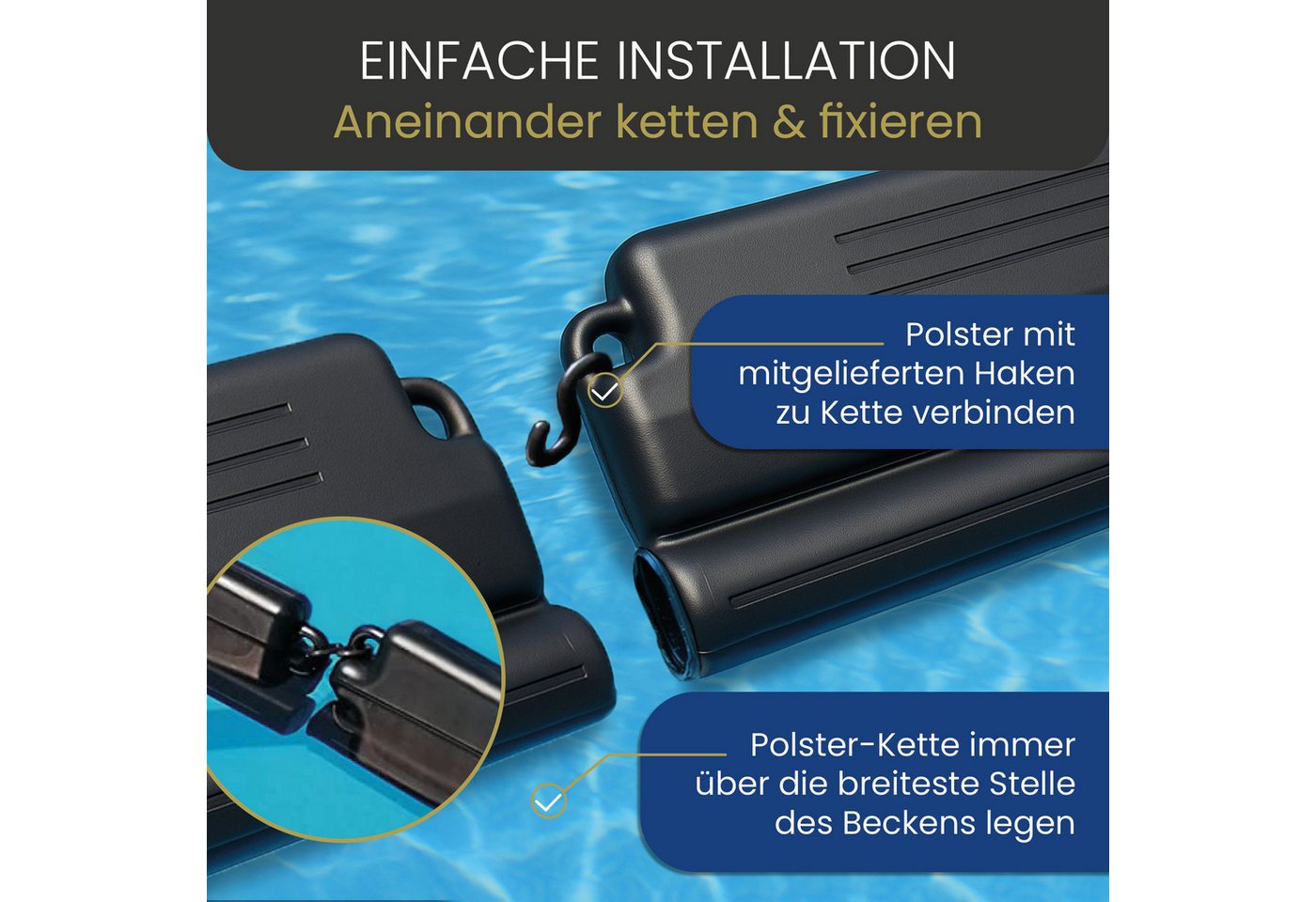 HAF Pool-Abdeckplane Eisdruckpolster Pool Überwinterung Effektiver Schutz vor Frostschäden (Inkl. Haken zur Verbindung der Polster, 12-St., Größe pro Stück: 50  – Bild 4 von 5